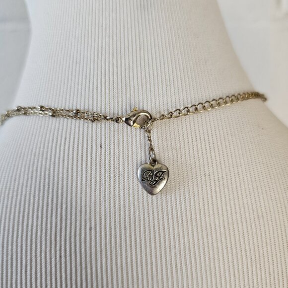 y2k McBling Girly Feminine Goth Betsey Johnson Silver Heart Pendant Necklace - Picture 8 of 8